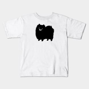 Black Pomeranian Cartoon Dog Kids T-Shirt